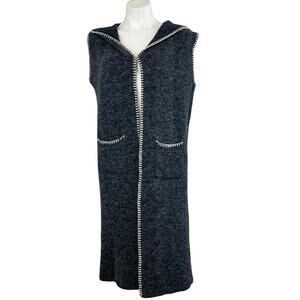PAPILLON Long Vest Cardigan With Hood and Pockets Size Large